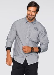 Рубашка Regular Fit с длинным рукавом (черный/белый меланж) Bonprix