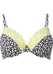 Купальный бюстгальтер на косточках, чашка D (черный/белый с рисунком) Bonprix