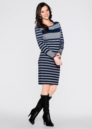 Вязаное платье (серый меланж/темно-синий в пол) Bonprix