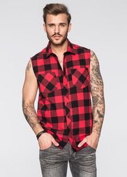 Рубашка Regular Fit без рукавов (красный/черный в клетку) Bonprix