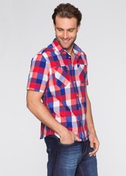 Рубашка Regular Fit с коротким рукавом (голубой в клетку) Bonprix