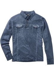 Футболка-поло Regular Fit с длинным рукавом (дымчато-серый) Bonprix