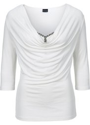 Футболка с аппликаицей у выреза (дымчато-розовый) Bonprix