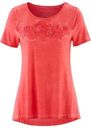 Футболка с кружевом (бирюзовый матовый) Bonprix
