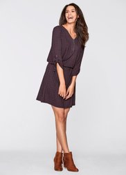 Платье с молнией в области выреза и рукавом 3/4 (черный с узором) Bonprix