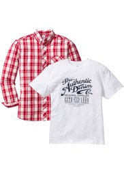 Рубашка + футболка Regular Fit (2 изд.) (индиго в клетку + темно-синий) Bonprix