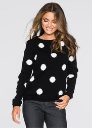 Пуловер (черный/белый) Bonprix