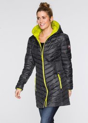 Воздушная стеганая куртка в мешочке (шиферно-серый/лаймовый) Bonprix