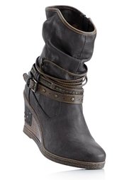 Полусапожки на танкетке (серо-коричневый) Bonprix