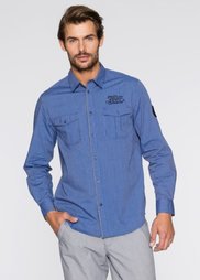 Рубашка Regular Fit с длинным рукавом (генцианово-синий в полоску) Bonprix
