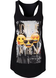 Удлиненный топ (белый с рисунком) Bonprix