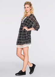 Платье с кружевной отделкой (черный/белый в клетку) Bonprix