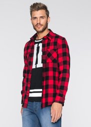 Рубашка Slim Fit с длинным рукавом (красный/черный в клетку) Bonprix