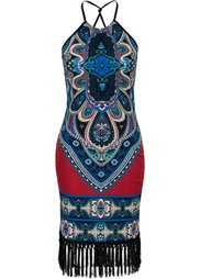 Платье с бахромой (синий) Bonprix