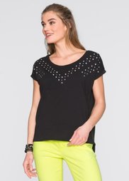 Футболка с заклепками (черный) Bonprix