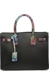 Кожаная сумка с разноцветной питоновой отделкой Sac de jour Saint Laurent