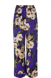 Шелковые брюки в пижамном стиле с цветочным принтом Dolce &amp; Gabbana