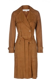 Замшевое пальто с поясом и нашивными карманами Gerard Darel