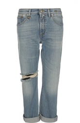 Прямые джинсы с потертостями и отворотами R13