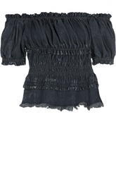 Джинсовый топ с необработанным краем и открытыми плечами Chloé