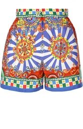 Хлопковые мини-шорты с ярким принтом Dolce &amp; Gabbana