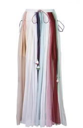 Шелковая плиссированная юбка в пол с кистями Chloé