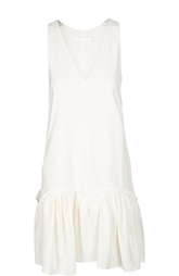 Мини-платье с V-образным вырезом и оборкой Chloé
