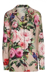 Шелковая блуза в пижамном стиле с цветочным принтом Dolce &amp; Gabbana