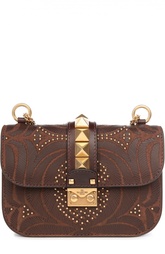 Сумка из кожи с узором и металлическими шипами Lock Valentino