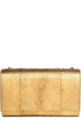 Питоновый металлизированный клатч с клапаном Monogramme Kate Saint Laurent