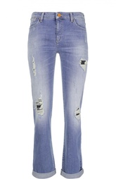 Расклешенные джинсы с отворотами и потертостями Armani Jeans