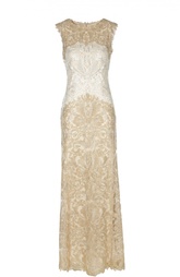 Кружевное платье в пол с круглым вырезом Tadashi Shoji