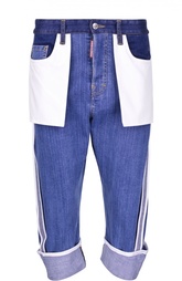 Укороченные джинсы с декоративными нашивными карманами и отворотами Dsquared2