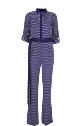 Шелковый комбинезон-рубашка с укороченным рукавом Diane Von Furstenberg