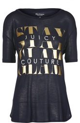 Прямая футболка с удлиненным рукавом и принтом Juicy Couture