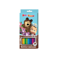 Цветные карандаши (24 цвета, шестигранные), Маша и Медведь Росмэн