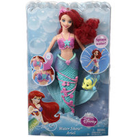 Кукла Русалочка Ариель с фонтанчиком и рыбка Флаундер, Принцессы Дисней Mattel