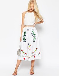 Юбка миди с вышивкой ASOS