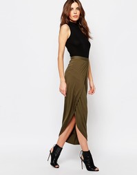 Трикотажная юбка макси с разрезом спереди Sisley - Зеленый