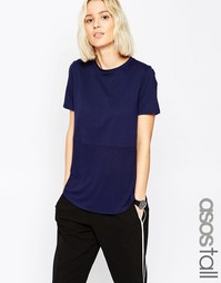 Футболка со вставкой в рубчик ASOS TALL - Серый