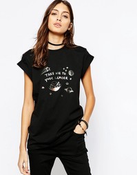 Футболка с принтом Take me To Your Leader ASOS - Черный