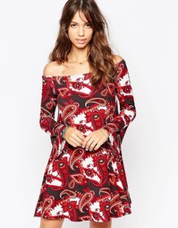 Свободное платье с длинными рукавами и принтом Glamorous