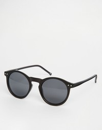 Круглые солнцезащитные очки в черной матовой оправе ASOS - Черный