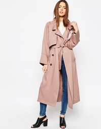Макинтош с каскадной драпировкой и рукавами с отворотом ASOS - Blush