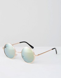 Розово-золотистые круглые солнцезащитные очки ASOS - Розовое золото