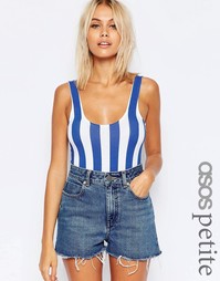 Боди в полоску с глубоким вырезом сзади ASOS PETITE