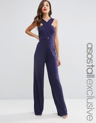 Комбинезон с перекрестом спереди ASOS TALL - Темно-синий