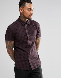 Бордовая рубашка скинни в клетку ASOS - Burgundy