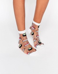 Полупрозрачные носки с суши ASOS - Белый