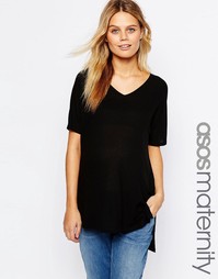 Футболка для беременных в рубчик с V‑образным вырезом ASOS Maternity